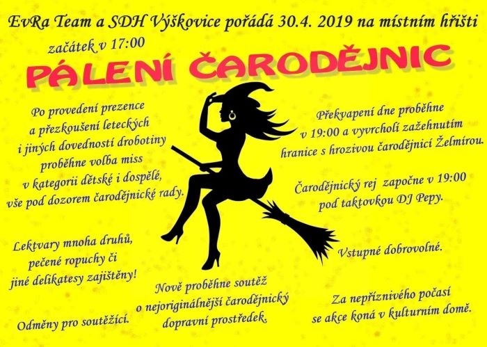 Pálení čarodějnic ve Výškovicích - 30. 4. 2019